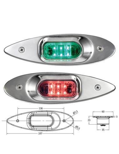 Osculati Coppia di fanali di via LED ad incasso INOX