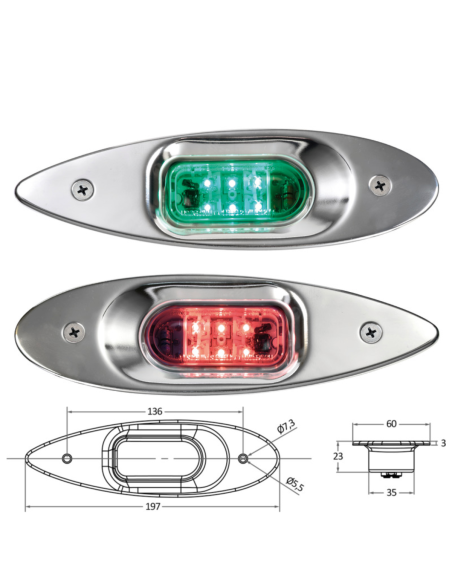 Osculati Coppia di fanali di via LED ad incasso INOX