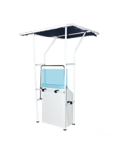 T-Top Barca e Gommoni in Alluminio Bianco – Telo Blu Navy UV Resistente