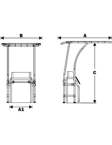 T-Top Barca e Gommoni in Alluminio Bianco – Telo Blu Navy UV Resistente