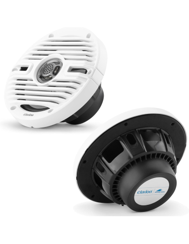 Clarion CMS-651-CWB Altoparlanti Marini 6,5" Coassiali con Griglie Bianche e Nere