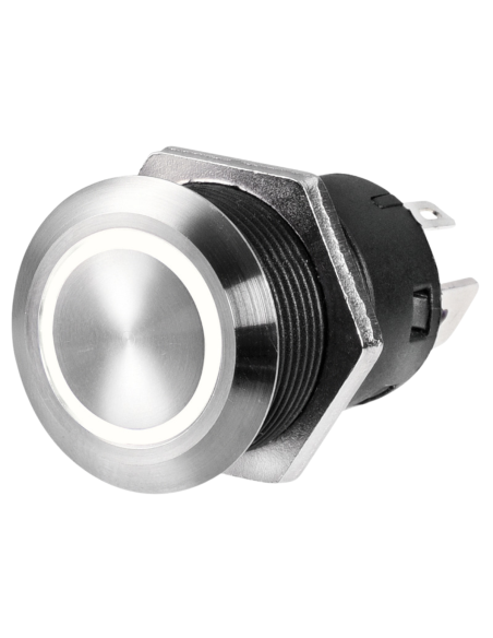Interruttore FLAT Inox (ON)-OFF 12V IP67 Momentaneo – LED Blu