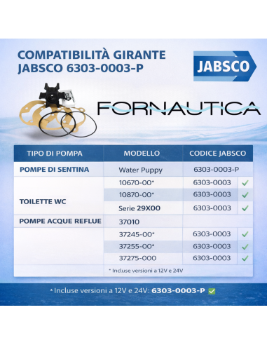 Girante Jabsco 6303-0003-P per Pompa Water Puppy e Toilette WC