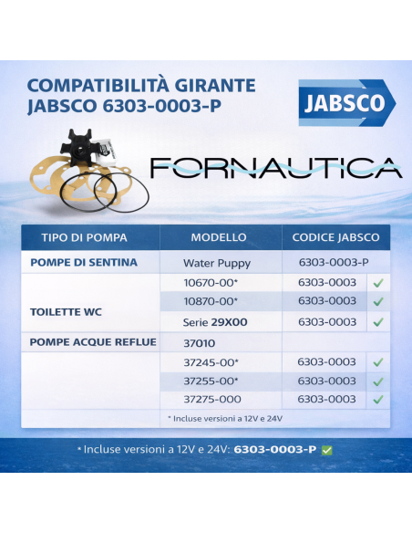 Girante Jabsco 6303-0003-P per Pompa Water Puppy e Toilette WC