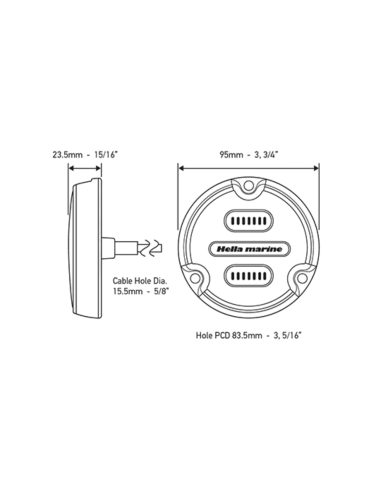 Faro Subacqueo LED Hella Marine Apelo A1 1800 Lumen Bianco Blu