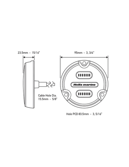 Faro Subacqueo LED Hella Marine Apelo A1 1800 Lumen Bianco Blu