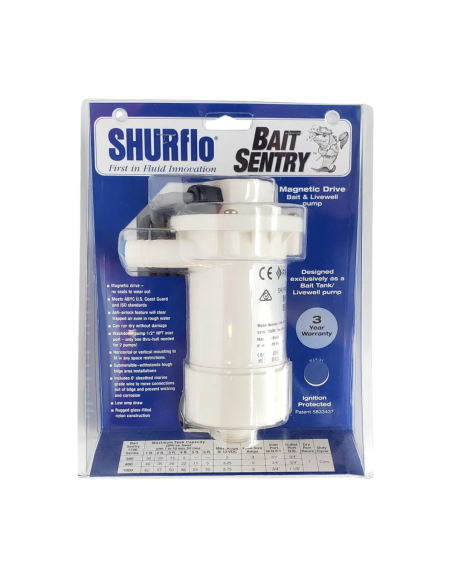 Pompa vasca del vivo Shurflo Bait Sentry 12V | 800-1100 GPH