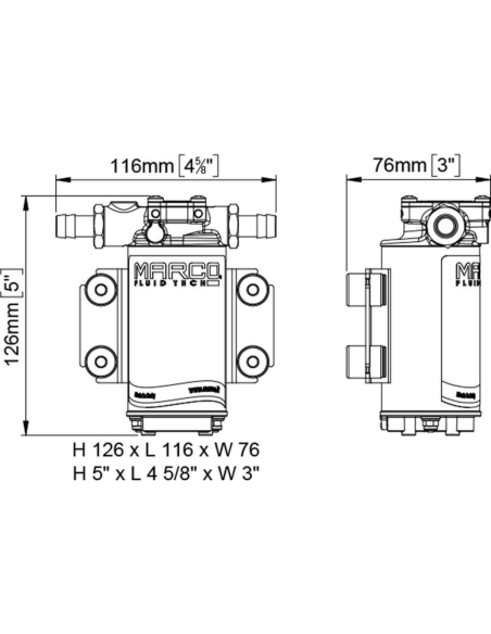 Marco UP2-P pompa ingranaggi PEEK 10 l/min autoadescante
