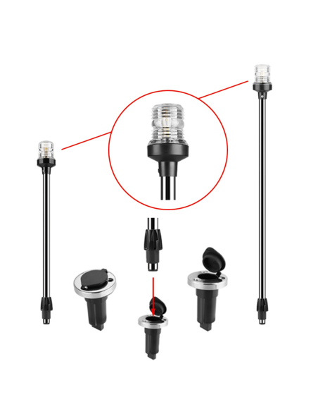 Fanale di fonda 360 LED asta inox 60 cm IP65