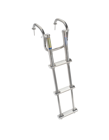 Scaletta telescopica barca 3 gradini inox con maniglioni