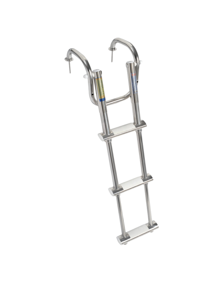 Scaletta telescopica barca 3 gradini inox con maniglioni