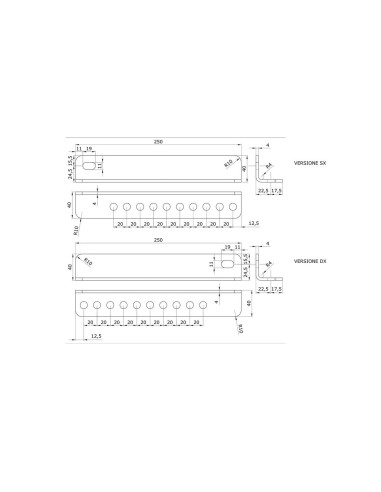 Coppia angolari per rulli centrali carrello barca