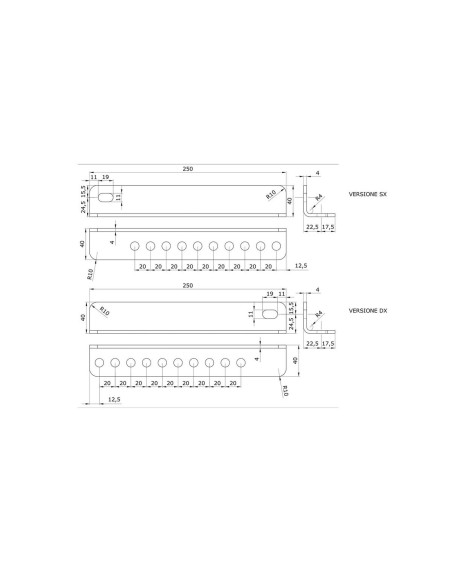 Coppia angolari per rulli centrali carrello barca