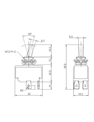 Interruttore a levetta illuminato