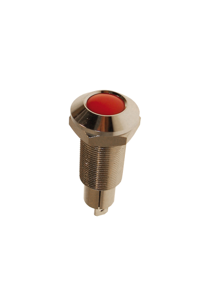 Spia luminosa rossa in ottone cromato 12V