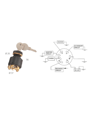 Chiave avviamento fuoribordo 7 terminali