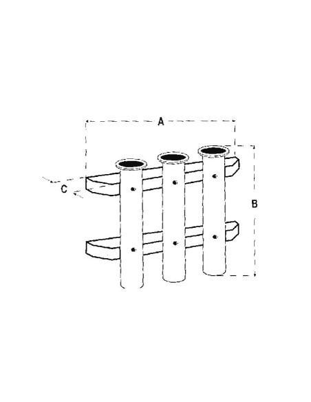 Portacanne a parete in acciaio inox 3 posizioni