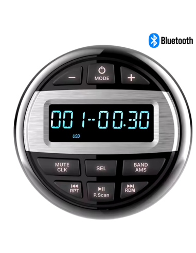 Radio Stereo Marino tondo con Bluetooth per Barca o Gommone 4x50W
